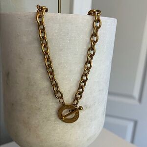 Gold Plated Toggle Necklace - Classic Women's Jewelry